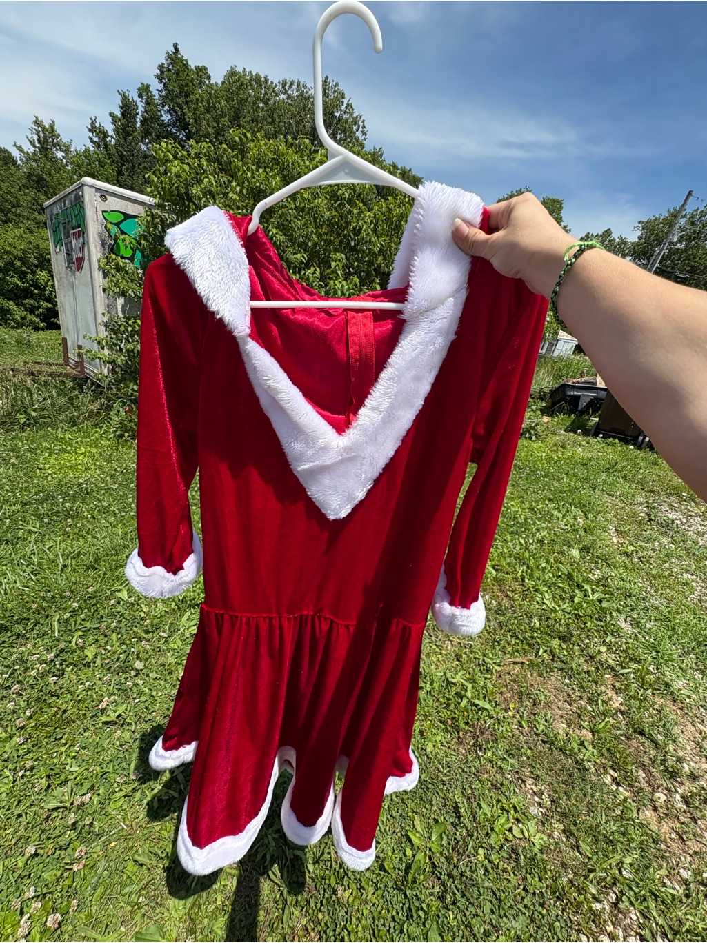 Womenâs Red Santa Dress Costume With White Faux Fur Trim, Mrs.Clause